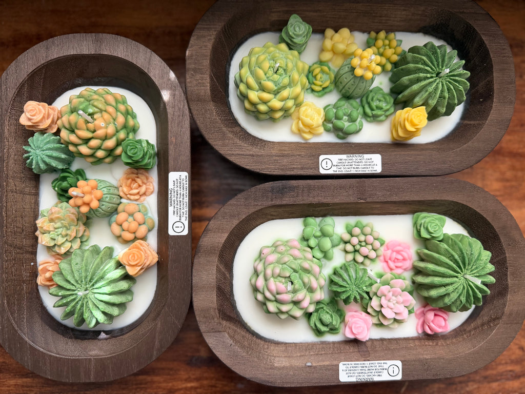 Succulent Dough Bowl Candle - Yellow