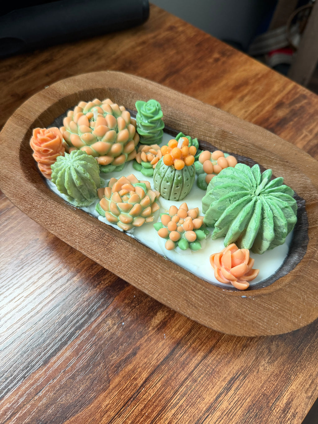 Succulent Dough Bowl Candle - Orange