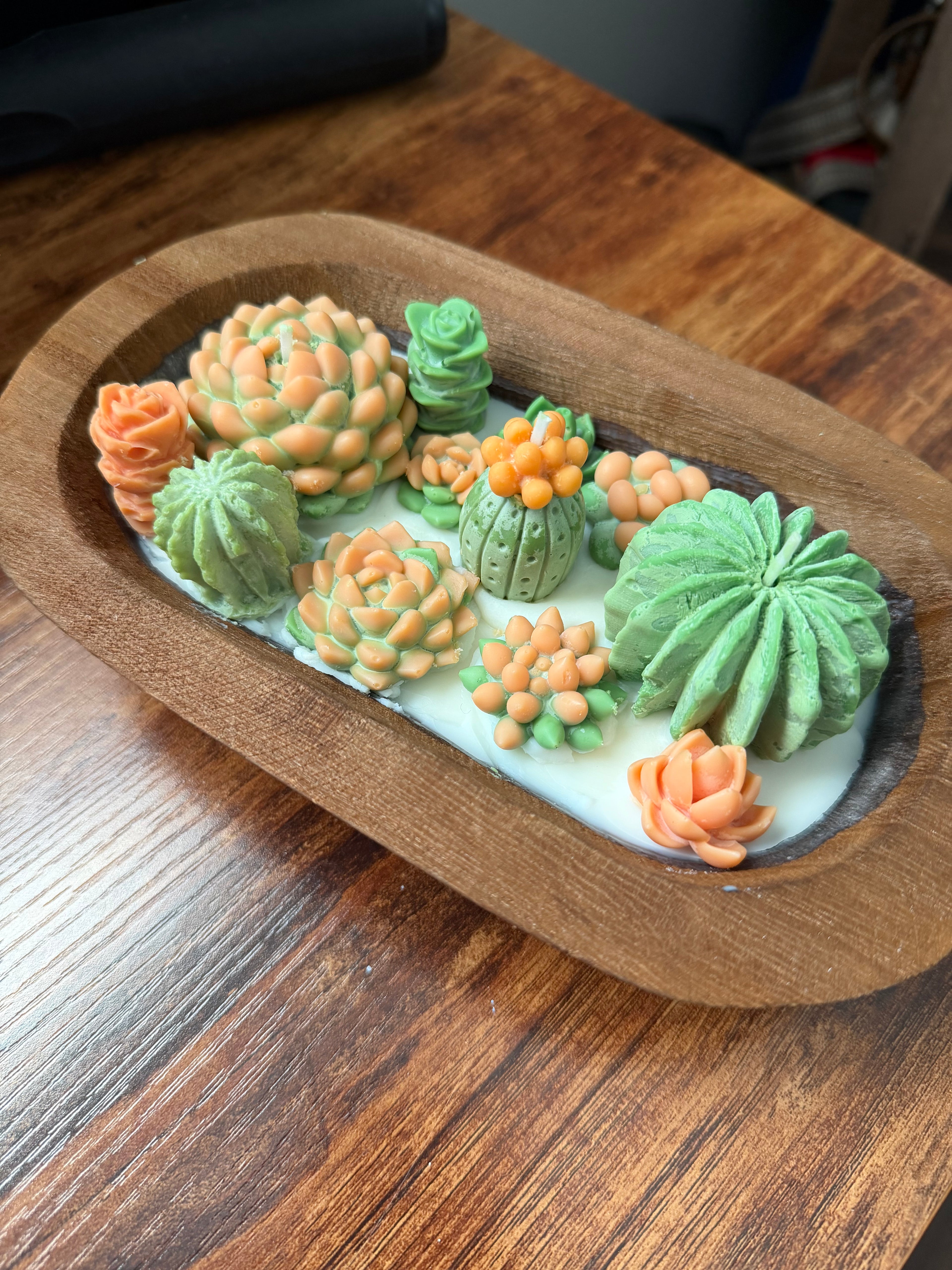Succulent Dough Bowl Candle - Orange