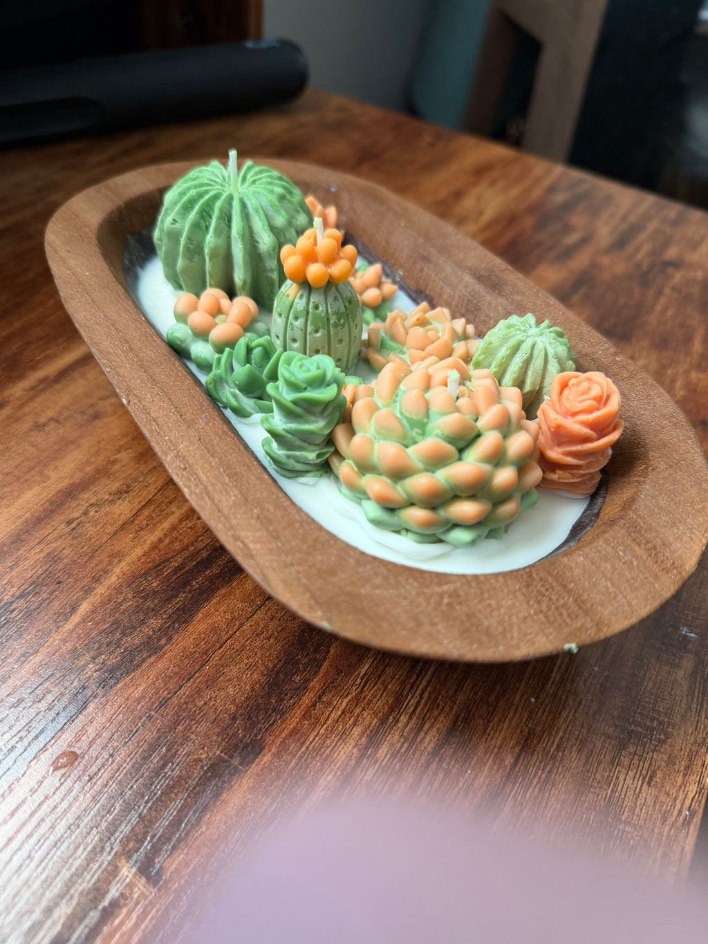 Succulent Dough Bowl Candle - Orange