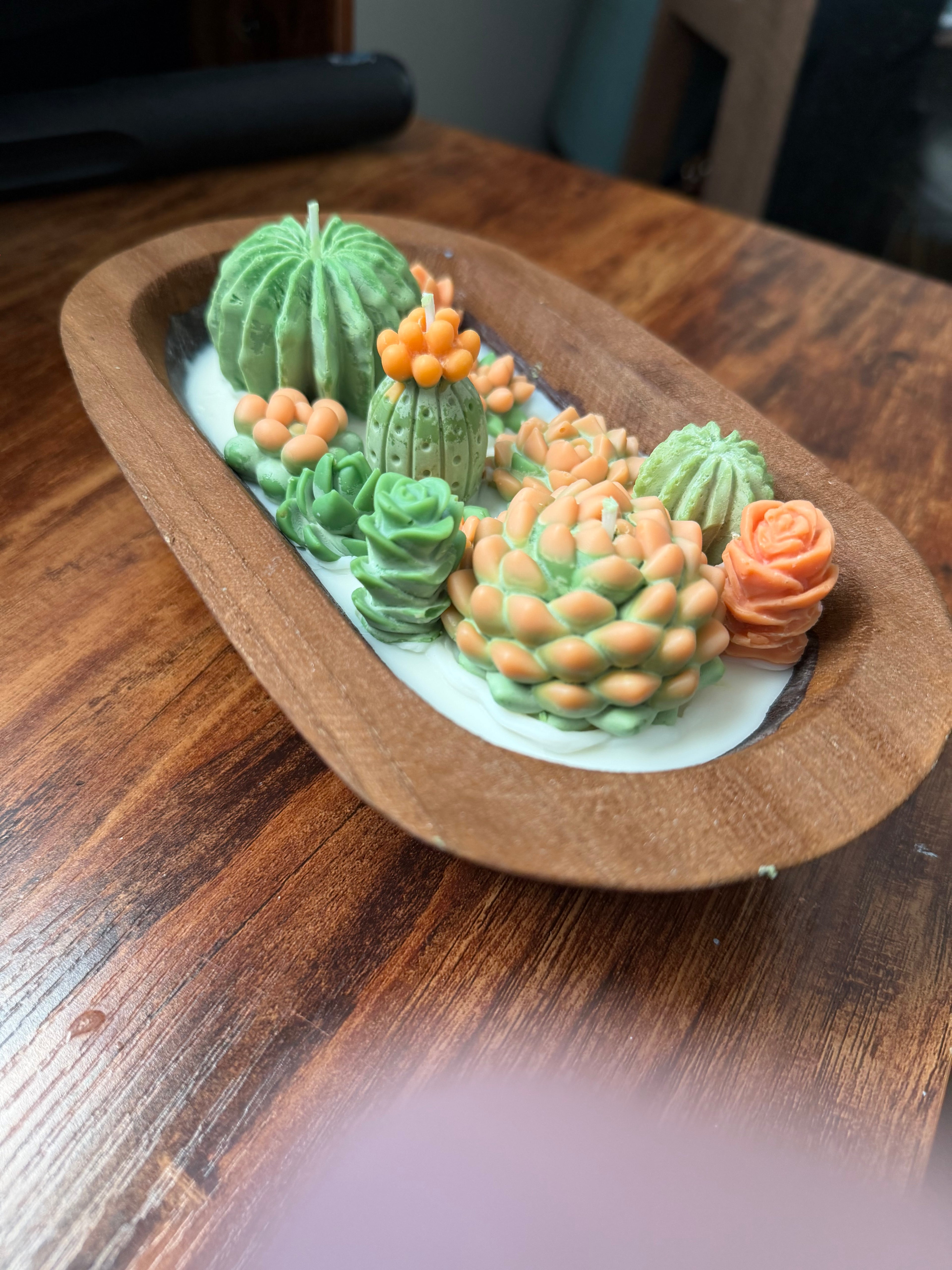 Succulent Dough Bowl Candle - Orange