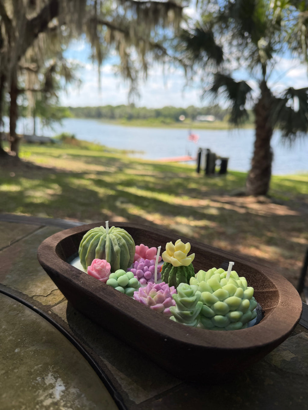 Succulent Dough Bowl Candle - Rainbow